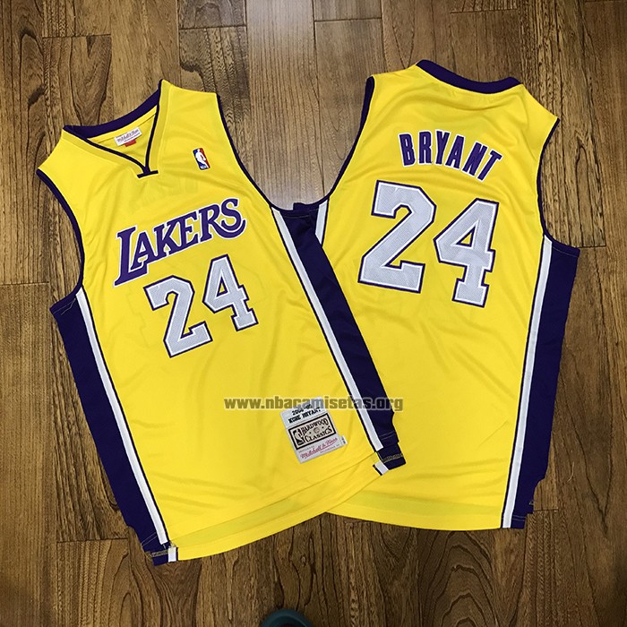Camiseta Los Angeles Lakers Kobe Bryant NO 24 Mitchell & Ness Amarillo